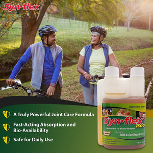 Synflex 1500Mg Liquid Glucosamine & Chondroitin Supplement - HSA/FSA, High Concentration and Fast-Absorbing Joint Support Formula with White Willow Bark, Manganese, and Boswellin, 32-Day Supply