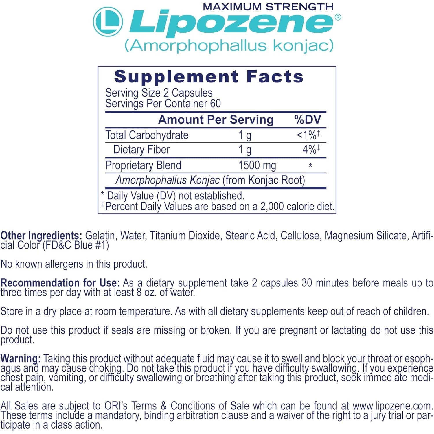 Lipozene MEGA Bottle - 120 Capsules, Making It Our Largest Size Available - Appetite Suppressant
