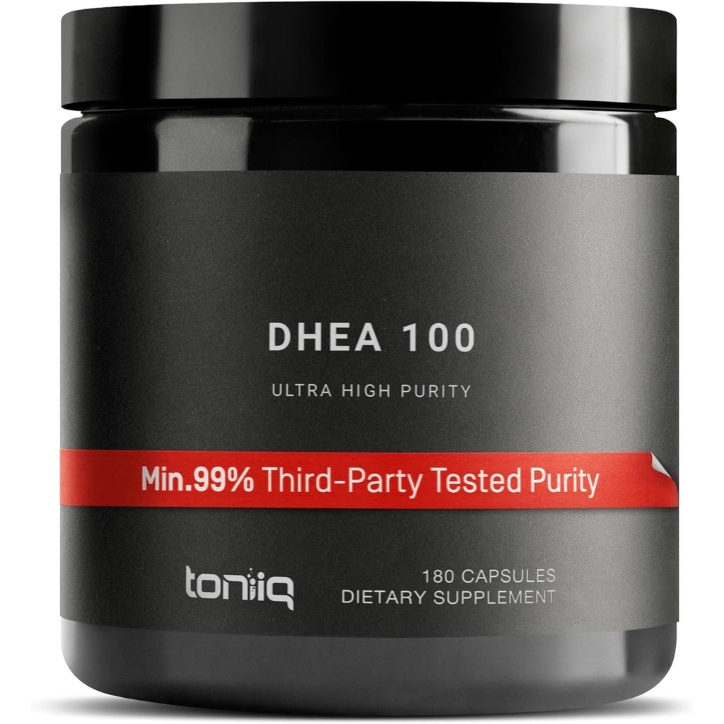 Toniiq Ultra High Strength DHEA 100Mg Supplement for Men - 99%+ Highly Purified and Bioavailable Micronized DHEA Supplement for Women and Men - DHEA 100 Mg - 180 Capsules