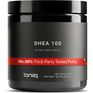 Toniiq Ultra High Strength DHEA 100Mg Supplement for Men - 99%+ Highly Purified and Bioavailable Micronized DHEA Supplement for Women and Men - DHEA 100 Mg - 180 Capsules