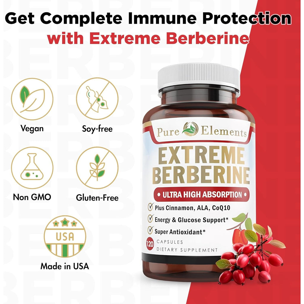 Extreme Berberine 500Mg Complex with ALA, Coq10, Turmeric, Cinnamon, Bitter Melon, Banaba Leaf, Korean Panax, Royal Jelly, and 21 Herbs for Healthy Blood Sugar Support and Overall Health and Immunity