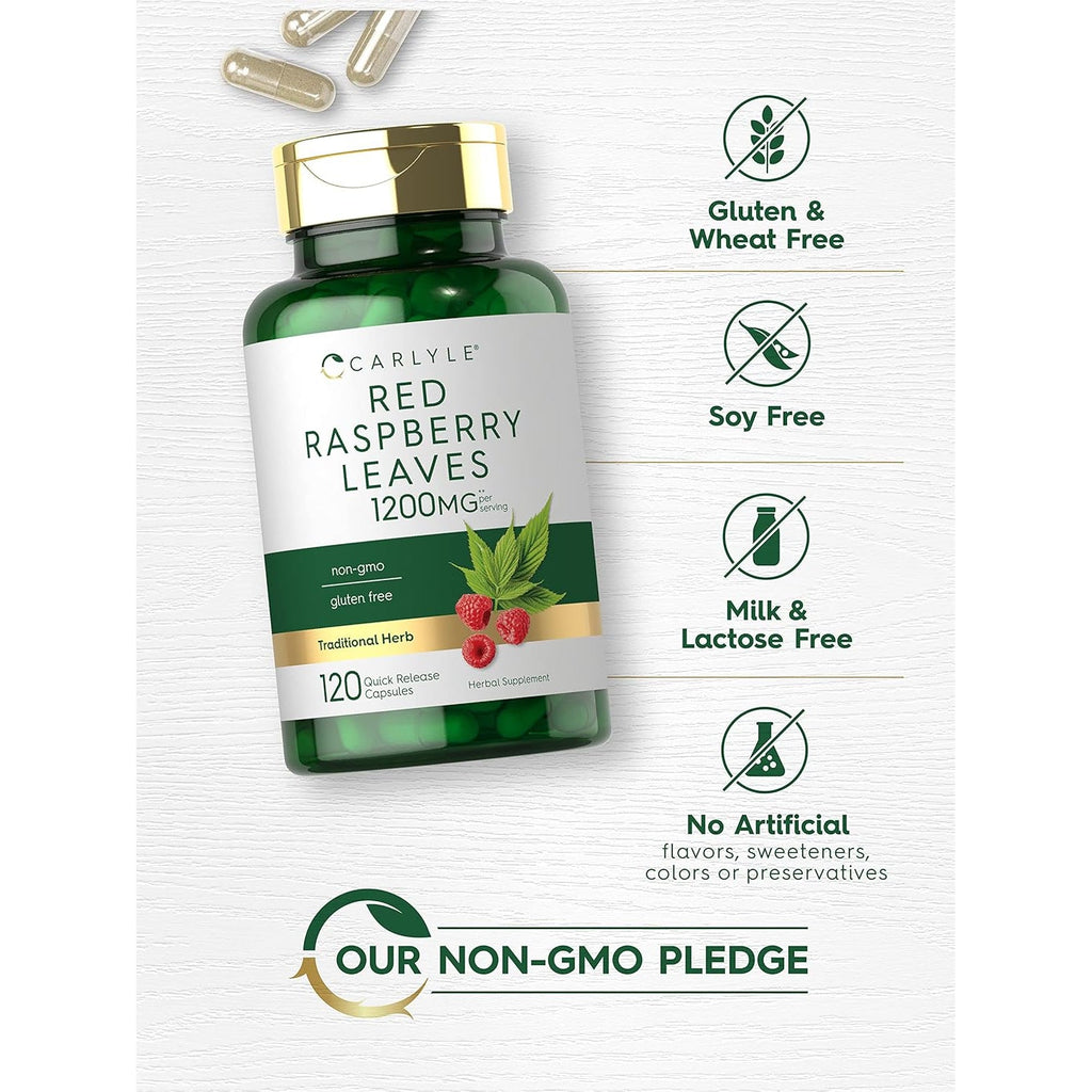 Carlyle Red Raspberry Leaf Capsules | 120 Count | Traditional Herbal Extract | Non-Gmo and Gluten Free Formula