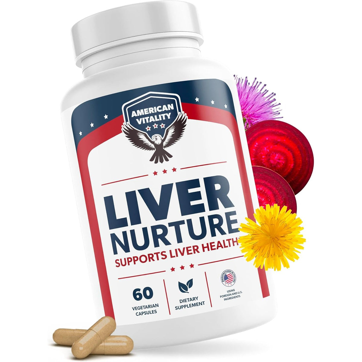 Liver Nurture - Liver Supplement Formula with Milk Thistle, Artichoke, Dandelion, Beet Root, Turmeric & More - Liver Support Supplements - 60 Capsules