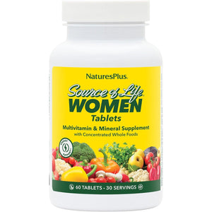 Naturesplus Source of Life Women - 60 Tablets - Multivitamin & Mineral Supplement - with Iron, Calcium, Folate & Lutein - Gluten Free, Vegetarian - 30 Servings