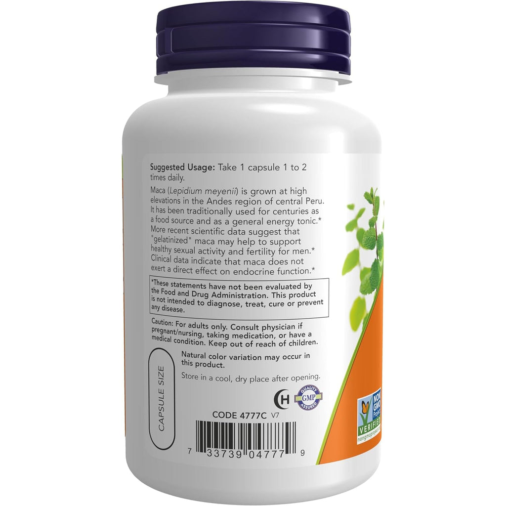 NOW Foods Supplements, Maca (Lepidium Meyenii) 750 Mg Raw, Reproductive Health*, 90 Veg Capsules