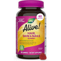 Nature'S Way Alive! Hair, Skin & Nails Gummies with Collagen and Biotin, Advanced Beauty Formula Supplement with Antioxidant Vitamins C & E*, Strawberry Flavored, 60 Gummies