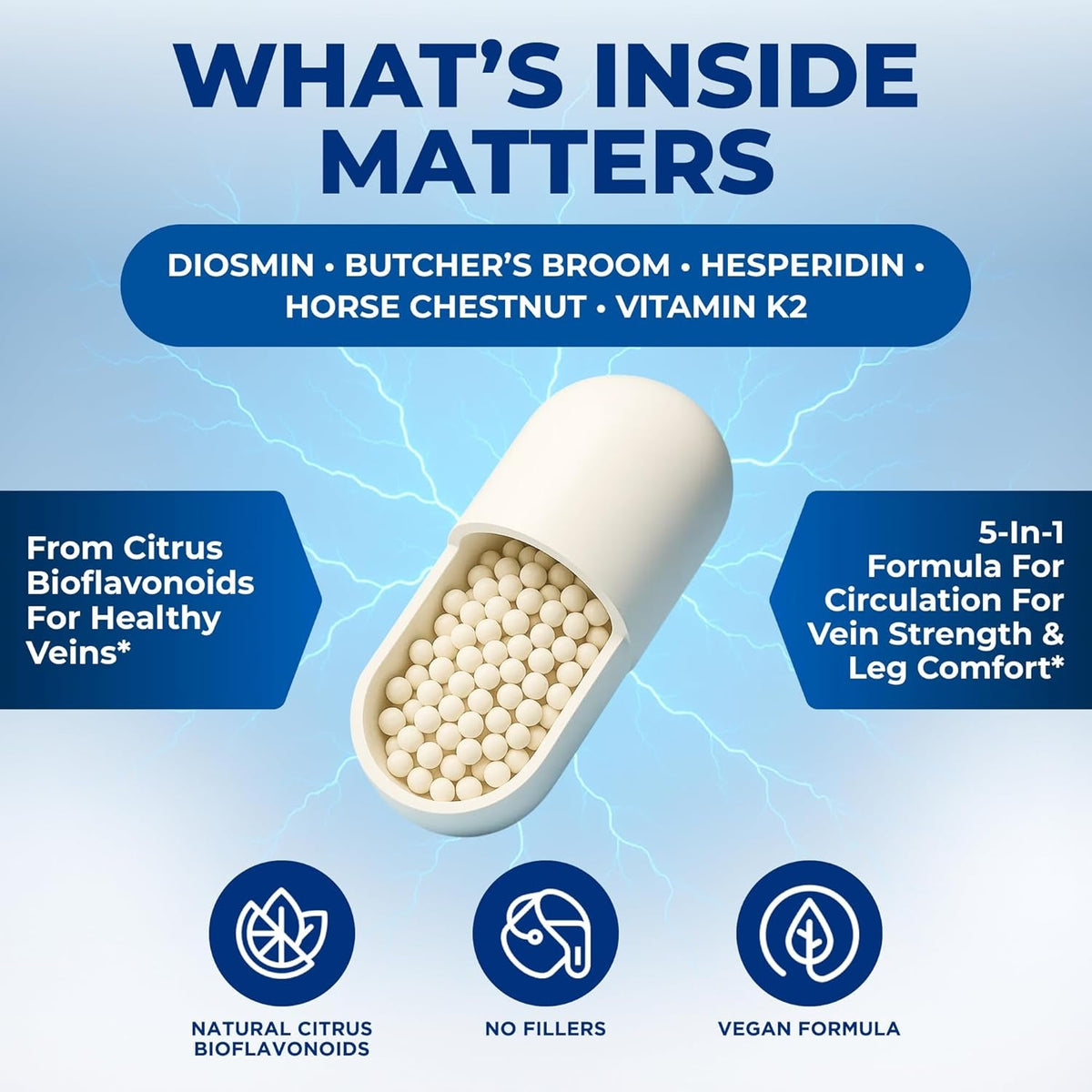 We like Vitamins Vein Vitality 1250Mg Diosmin Hesperidin Complex for Varicose Veins Treatment, Horse Chestnut, Butchers Broom, Bioflavonoids - Supports Blood Circulation for Leg Veins- 60 Capsules
