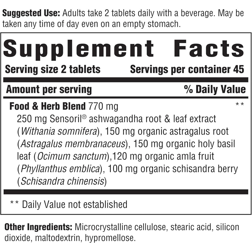 INNATE Response Formulas - Adrenal Response Herbal Supplement - with Ashwagandha - Promotes Optimal Stress Response - Non-Gmo, Vegetarian, and Made without 9 Food Allergens - 90 Tablets (45 Servings)