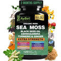 Organic Irish Sea Moss Capsules 120 Count –16 in 1 Sea Moss Supplement with Black Seed Oil, Ashwagandha, Turmeric & Ginger, Bladderwrack & Burdock Root, Vitamin D3 –Organic, Vegan, Halal, Non-Gmo