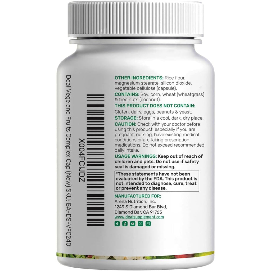 Nature’S Fruits & Veggies Supplement, 240 Veggie Capsules – 80 Whole Food Superfoods for Daily Balance – 40 Fruits with 40 Vegetables and Greens – Non-Gmo, Gluten Free