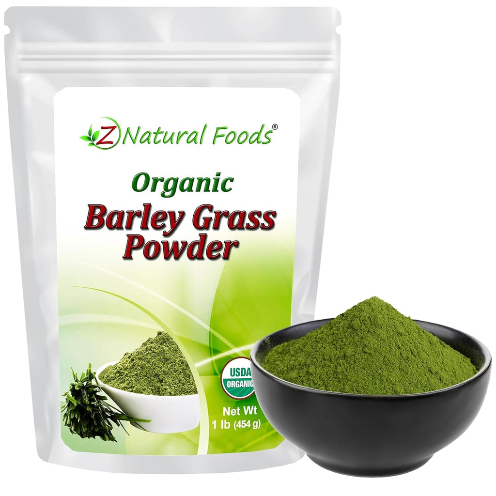 Z Natural Foods Organic Barley Grass Powder - USDA Organic Whole Food Green Blend for Energy Boost, Detox & Ph Balance with Amino Acids, Minerals - Antioxidant Mix for Juice, Water, Smoothies, 1 Lb