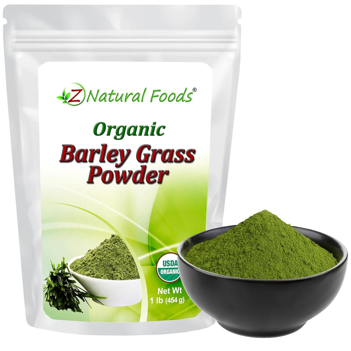 Z Natural Foods Organic Barley Grass Powder - USDA Organic Whole Food Green Blend for Energy Boost, Detox & Ph Balance with Amino Acids, Minerals - Antioxidant Mix for Juice, Water, Smoothies, 1 Lb