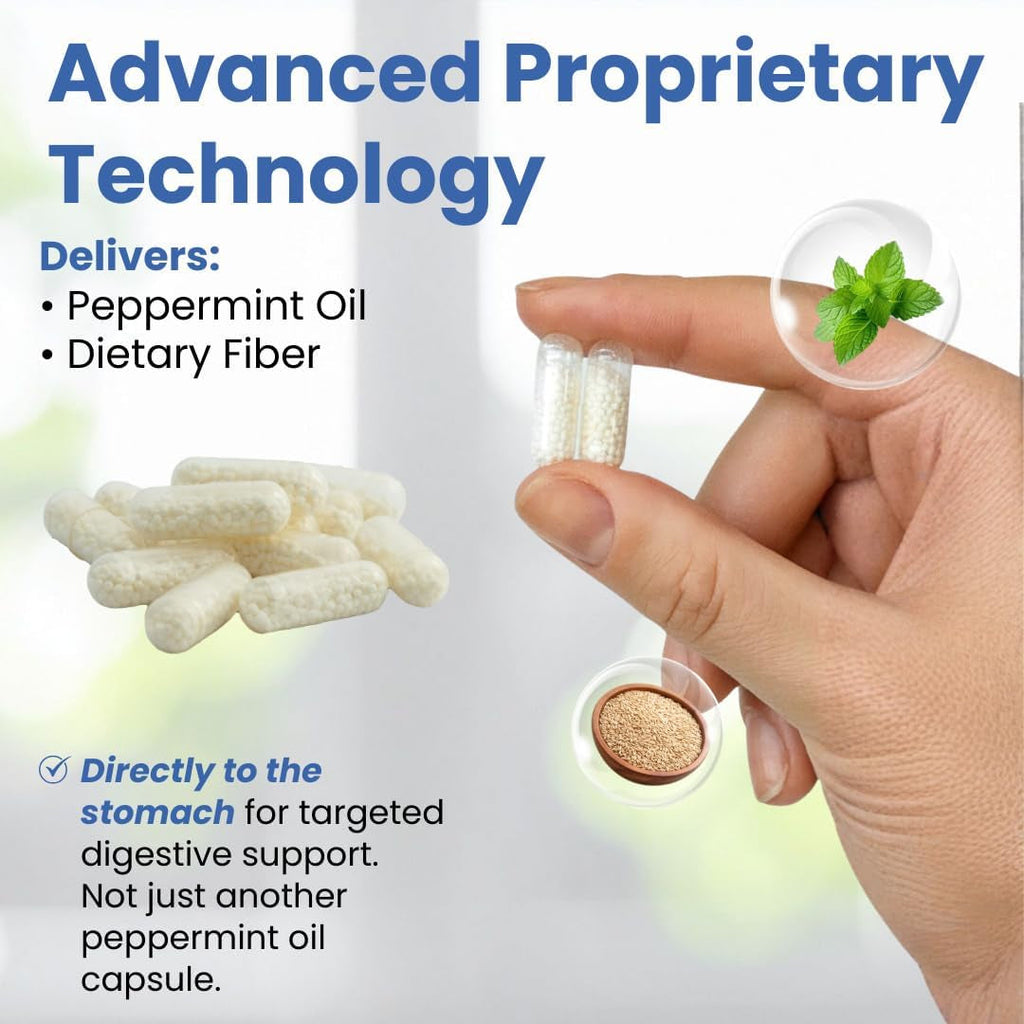 Gutcalm - IBS Relief - Peppermint Oil Capsules - Bloating, Gas, Constipation and Digestive Comfort Supplement - 12/Ct