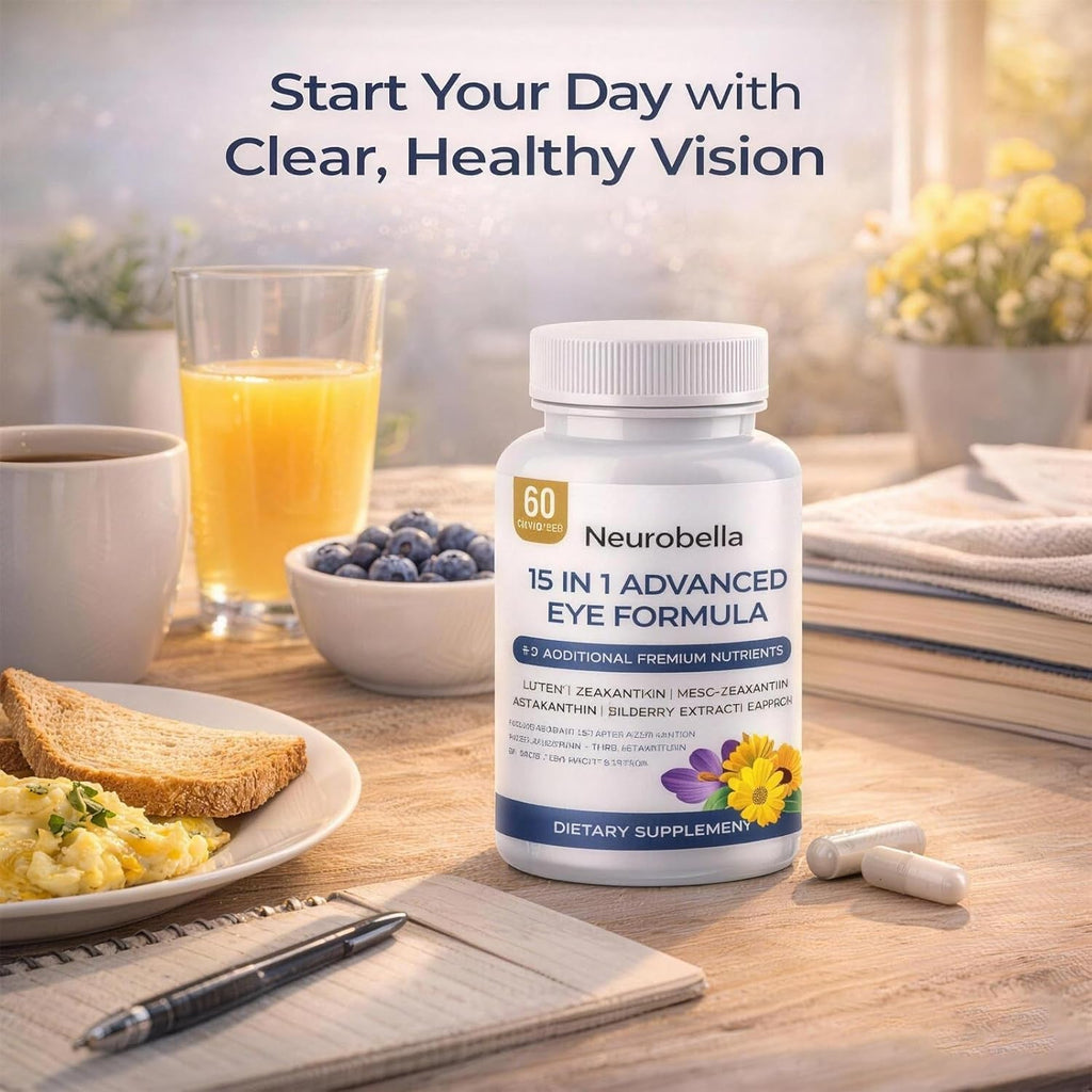 15-In-1 Advanced Eye Formula, Eye Support Formula for Daily Comfort with Lutein, Zinc, Luteolin, 60 Capsules