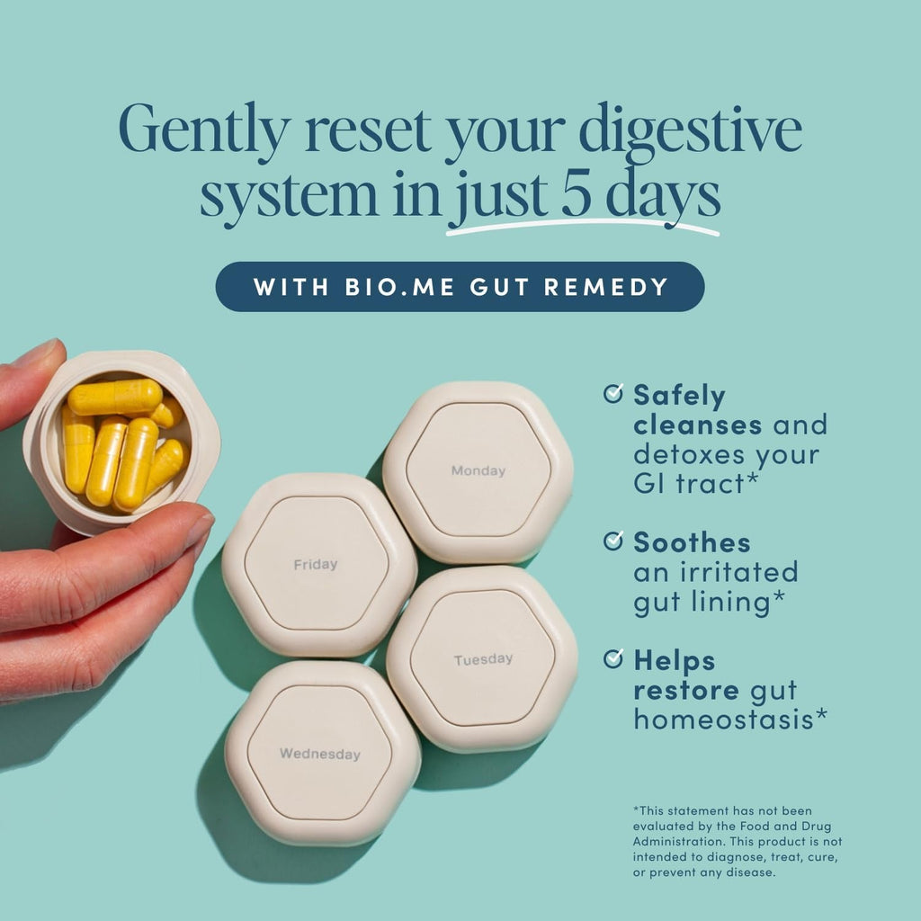 Biome Gut Remedy Capsules (5 Day Cleanse, 1 Round, 30 Capsules) Gut Reset with Magnesium Citrate, Berberine, Immunolin, L-Glutamine - Reset Digestive System, Rebalance Microbiome (1 Month Supply)
