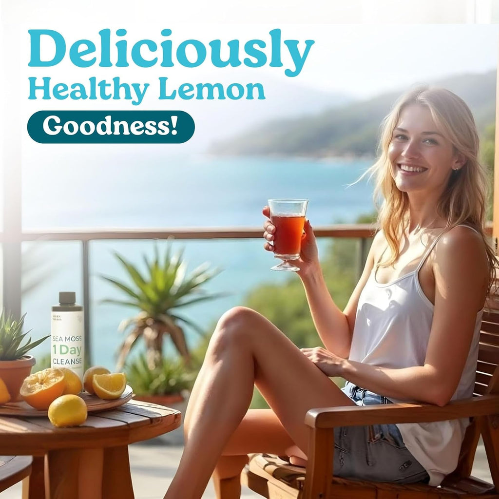 Atlantic Naturals - 1 Day Colon Cleanse Full Body Detox Drink - Sea Moss Supplement for Women & Men, Gut Health, Kidney & Liver Immune Energy Enhancer Gut Cleanse - Lemon Flavor Juice, 8 Fl Oz