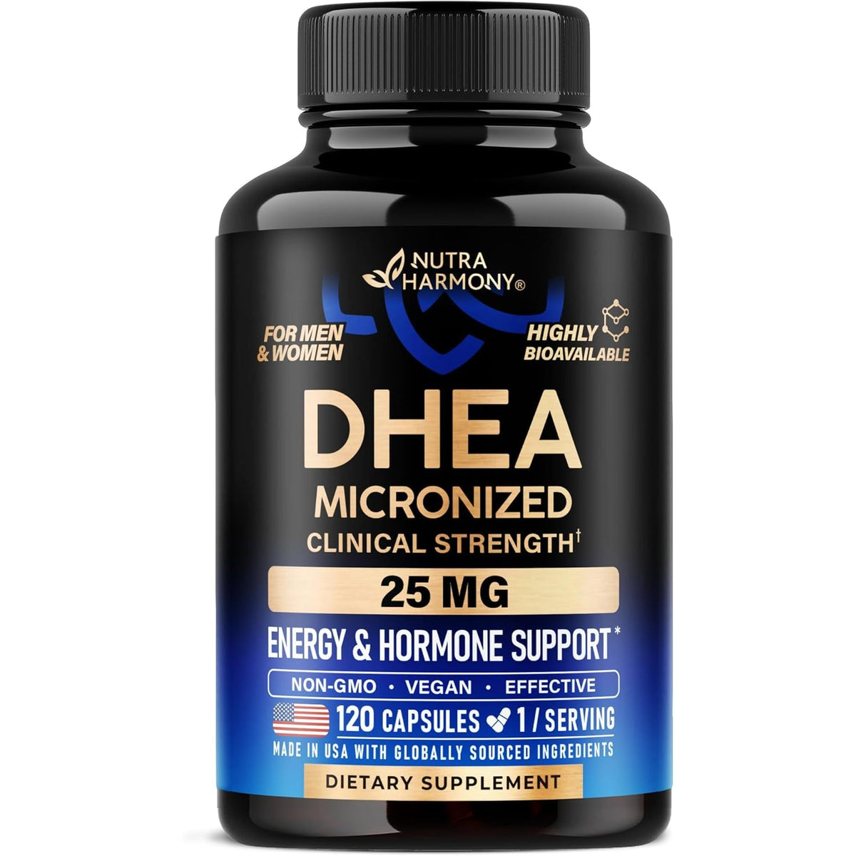 DHEA 25Mg - Micronized DHEA Supplement for Women & Men - Clinically Proven Strength & Bioavailable - Healthy Aging, Hormone Balance & Energy Level Support - Lab Tested - Vegan & NON-GMO - 120 Capsules