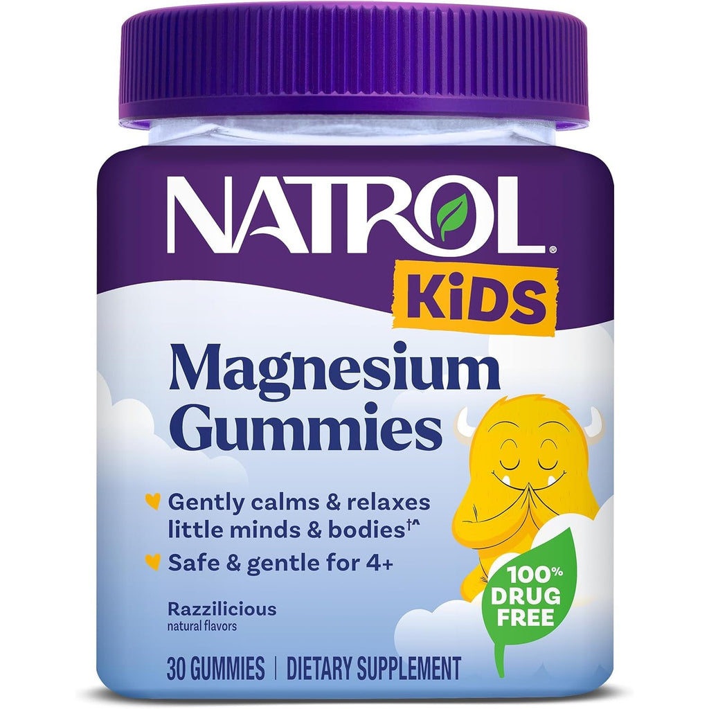 Natrol Kids Magnesium Citrate Gummies, Gently Calm and Relax Little Minds and Bodies, plus Support Healthy Muscle Relaxation and Function, 30 Razzilicious Gummies, up to a 30 Day Supply