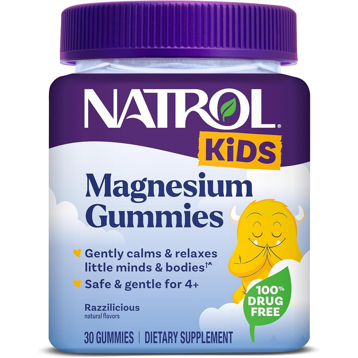 Natrol Kids Magnesium Citrate Gummies, Gently Calm and Relax Little Minds and Bodies, plus Support Healthy Muscle Relaxation and Function, 30 Razzilicious Gummies, up to a 30 Day Supply