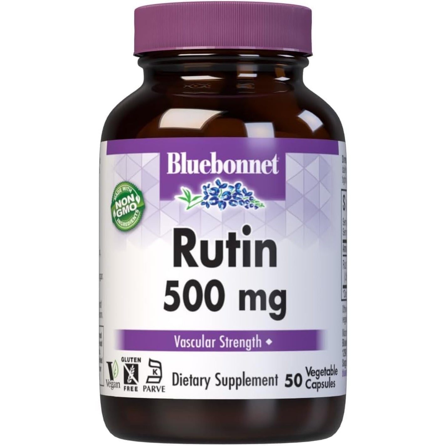 Bluebonnet Nutrition Rutin 500Mg (Sophora Japonica) Antioxidant Bioflavonoid for Vascular Support* Vegan, Gluten-Free, Soy-Free - Plant-Based Rutin Supplement - 50 Vegetable Capsules