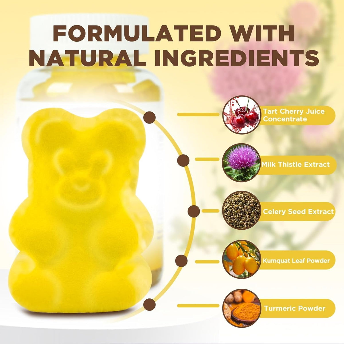 Uric Acid Gummies for Joint Cleanse & Detox, 60 Natural Vegan Tart Cherry Joint Support Gummies Balance Uric Acid Levels for Women and Men with Celery Seed Extract