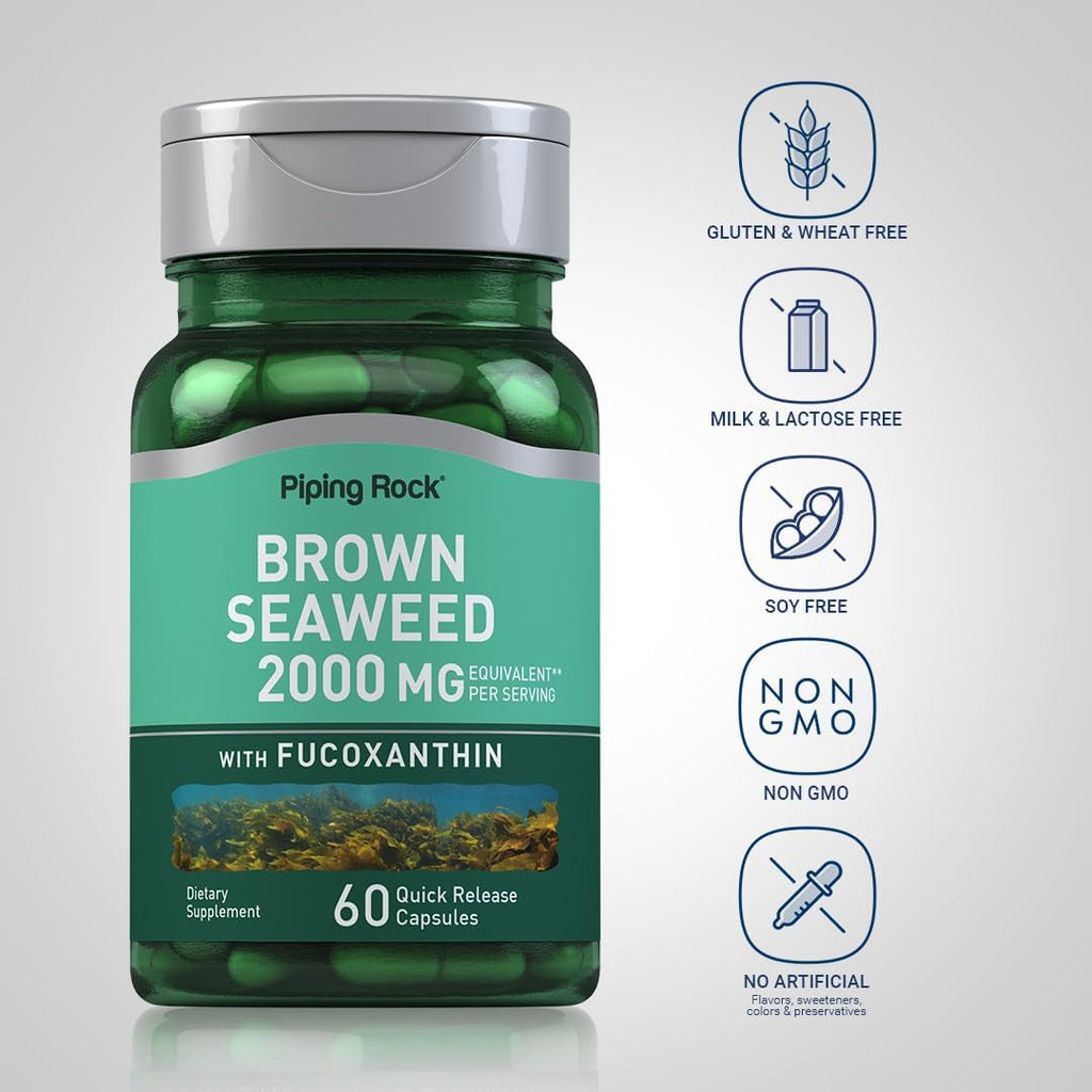 Piping Rock Brown Seaweed Capsules | 60 Count | Fucoxanthin Extract Supplement | Non-Gmo, Gluten Free