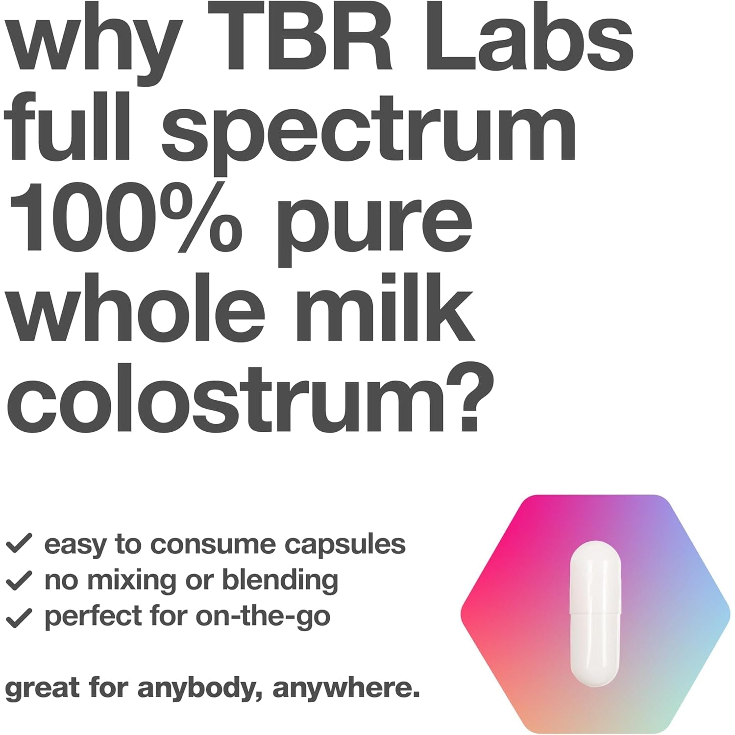 Pure Bovine Colostrum 180 Capsules - Antibiotic and Hormone Free - USA Sourced - All Natural - 100% First Milking