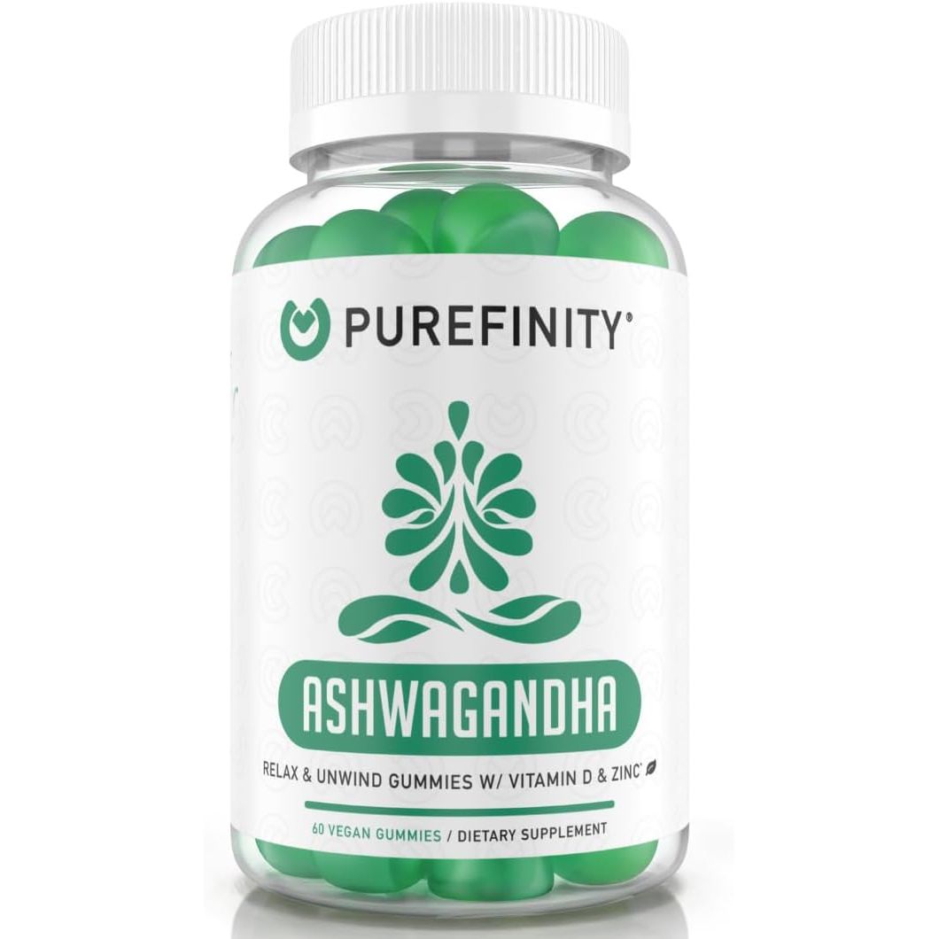 Ashwagandha Gummies with Vitamin D & Zinc – Supplement for Relaxation, Calming, and Mood Support 60 Count