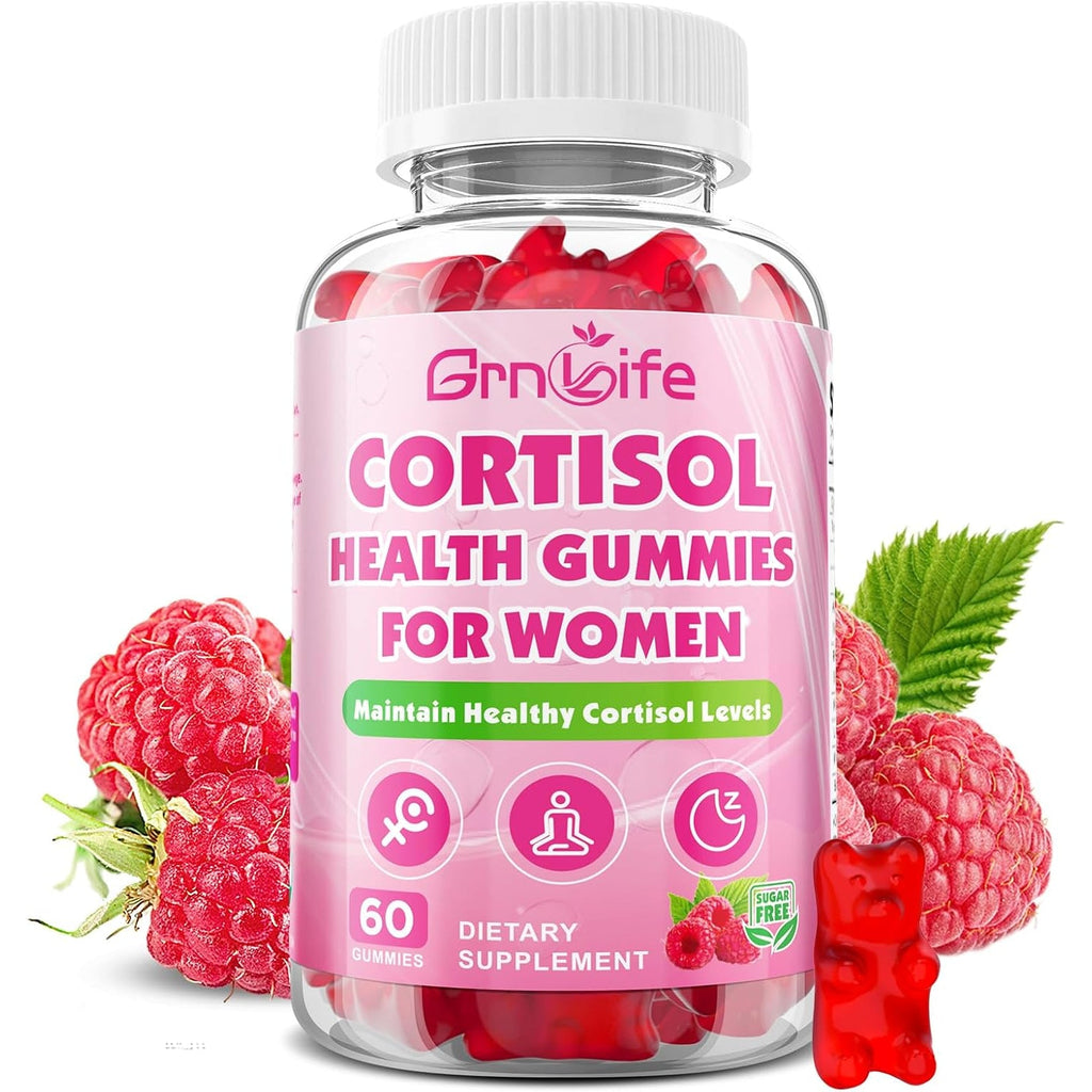 Cortisol Gummies for Women, Cortisol Supplements Gummies with Magnesium Ashwagandha Rhodiola Rosea and L-Theanine Complex for Relaxation and Focus, Zzz Support, Raspberry Flavor, 60 Count