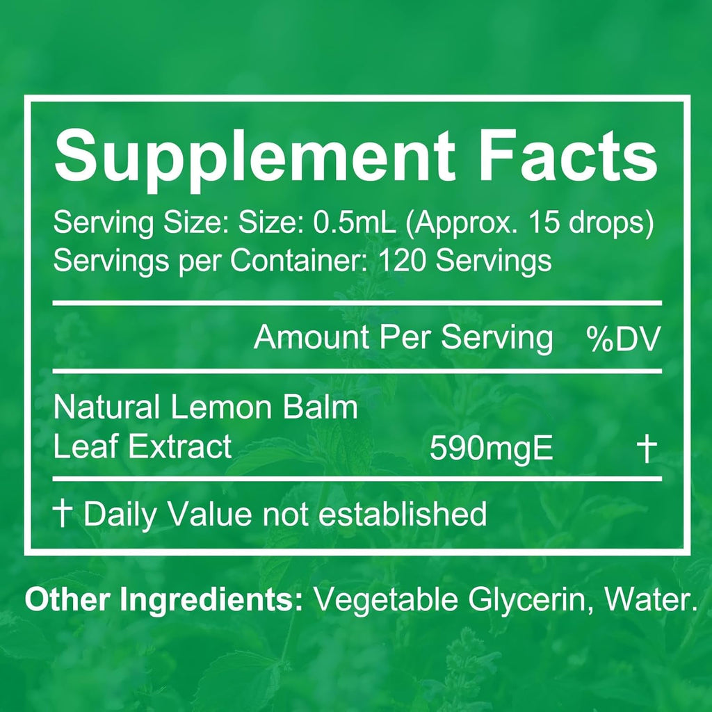 Lemon Balm Extract-Alcohol-Free, Natural Organic Lemon Balm Tincture Liquid for Women & Men, Helps to Relax, 590Mg- 2.02 Fl.Oz