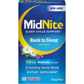 Midnite Back to Sleep Low Dose, 1.5 Mg Melatonin Sleep Aid, Non-Habit Forming, Herbal Dietary Supplement for Adults, Drug-Free, Gluten-Free & Lactose-Free, Vegetarian, Vegan, 30 Quick Melt Tablets