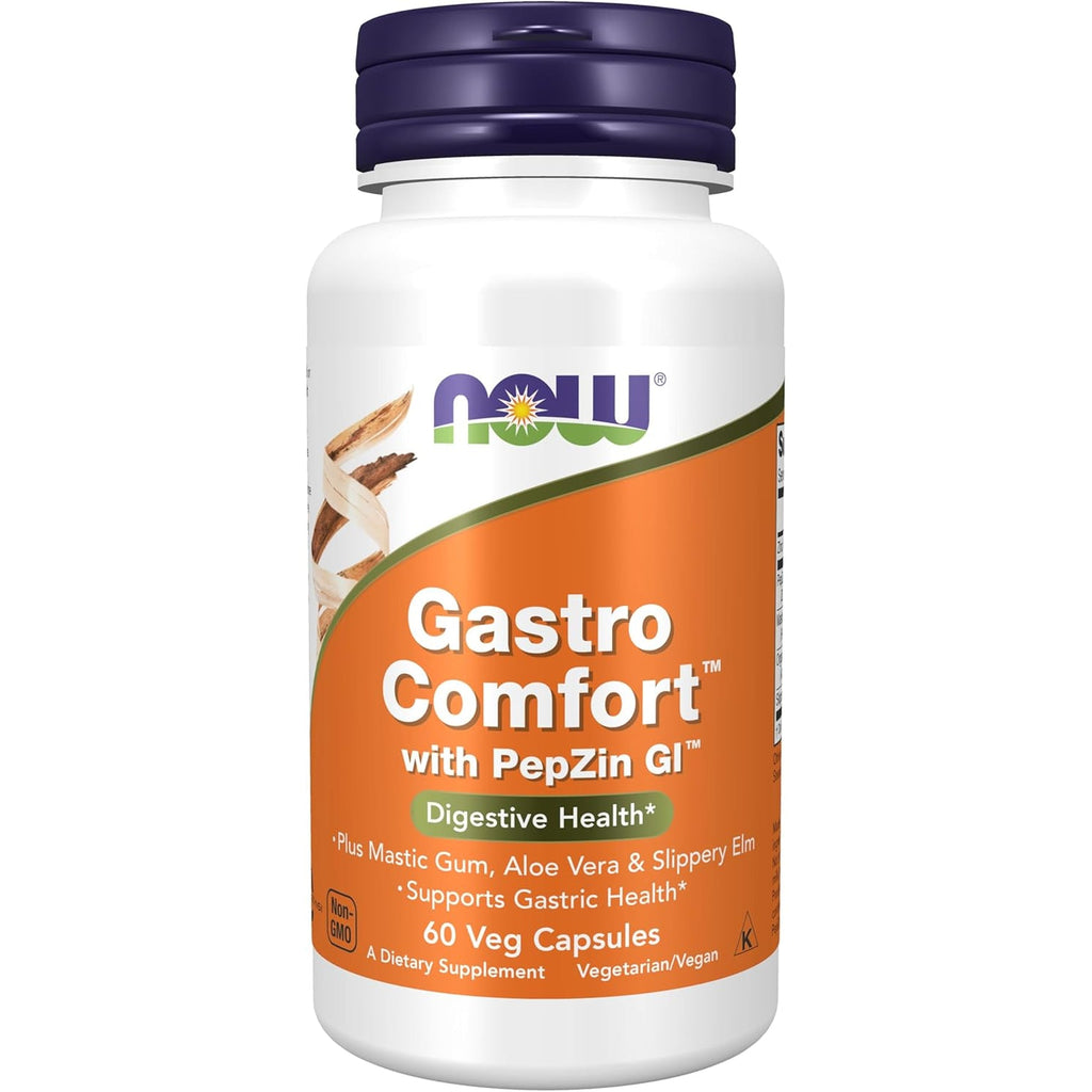 NOW Foods Supplements, Gastro Comfort, plus Mastic Gum, Aloe Vera and Slippery Elm, 60 Veg Capsules