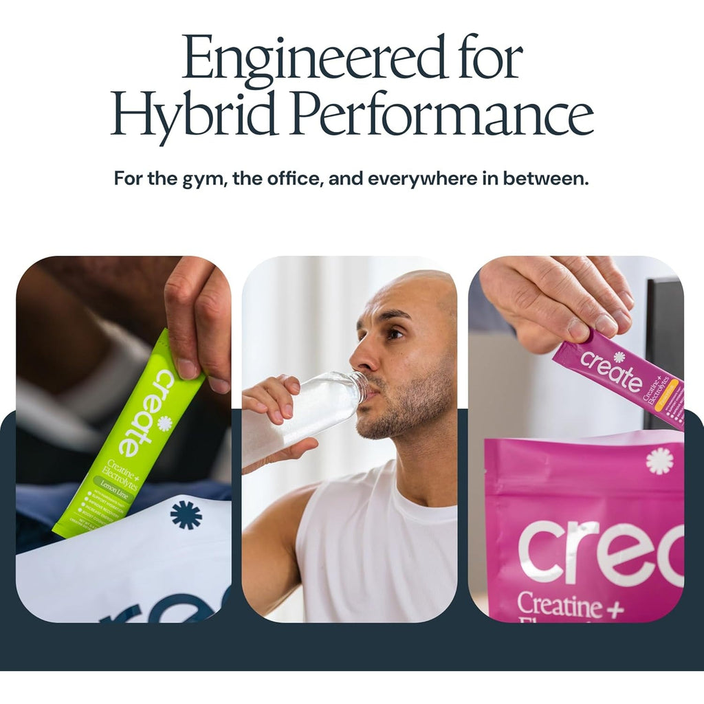Create Creatine + Electrolytes Mix - Creatine Monohydrate Stick Packs, Supports Energy and Hydration, NSF Certified for Sport, 30 Count, Variety Pack