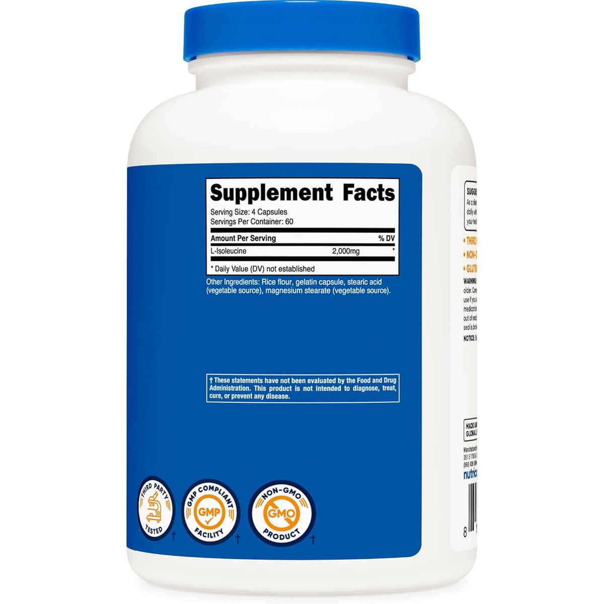 Nutricost L-Isoleucine 2000Mg per Serving, 240 Capsules (60 Servings)