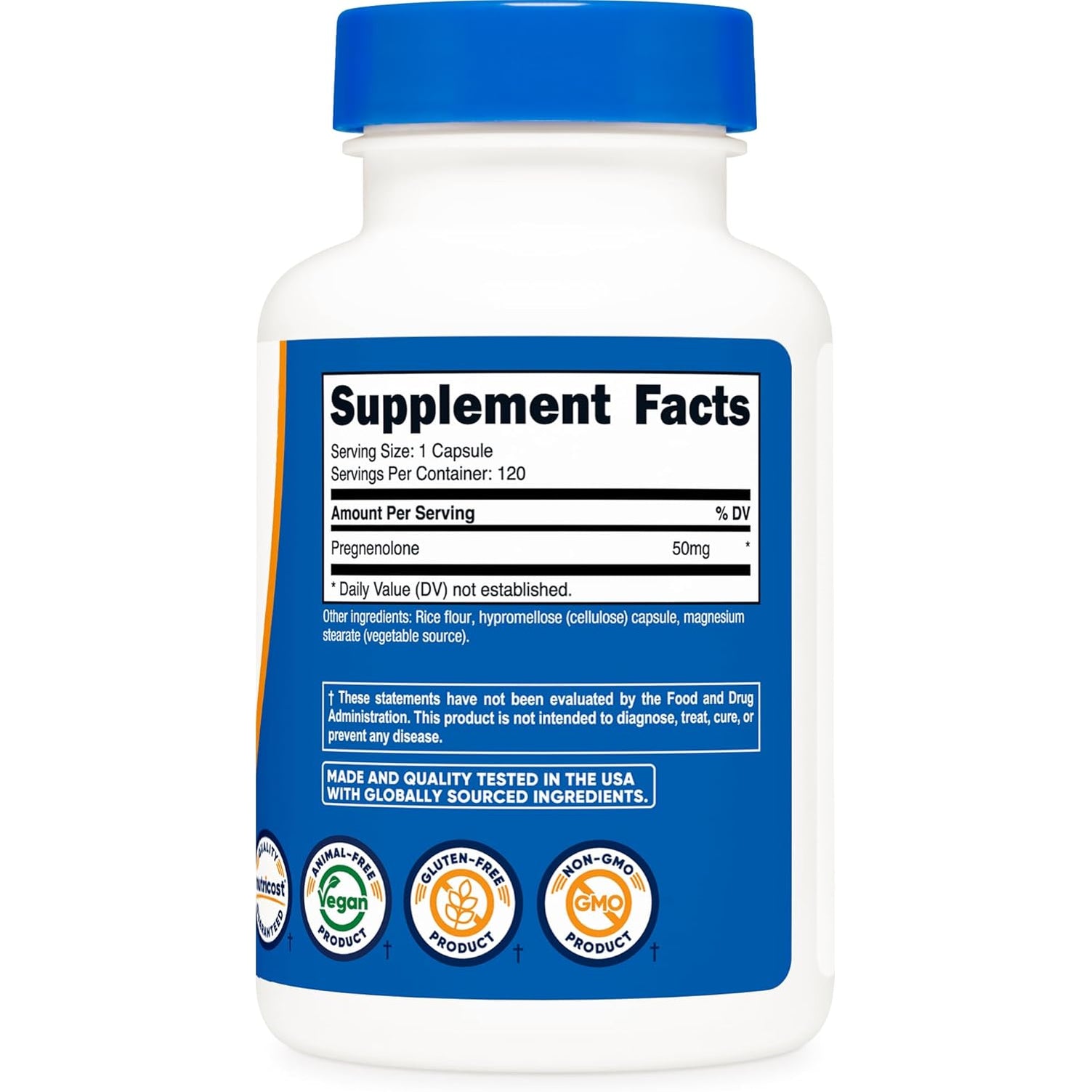 Nutricost Pregnenolone 50Mg, 120 Capsules - Non-Gmo, Gluten Free, Vegetarian Capsules