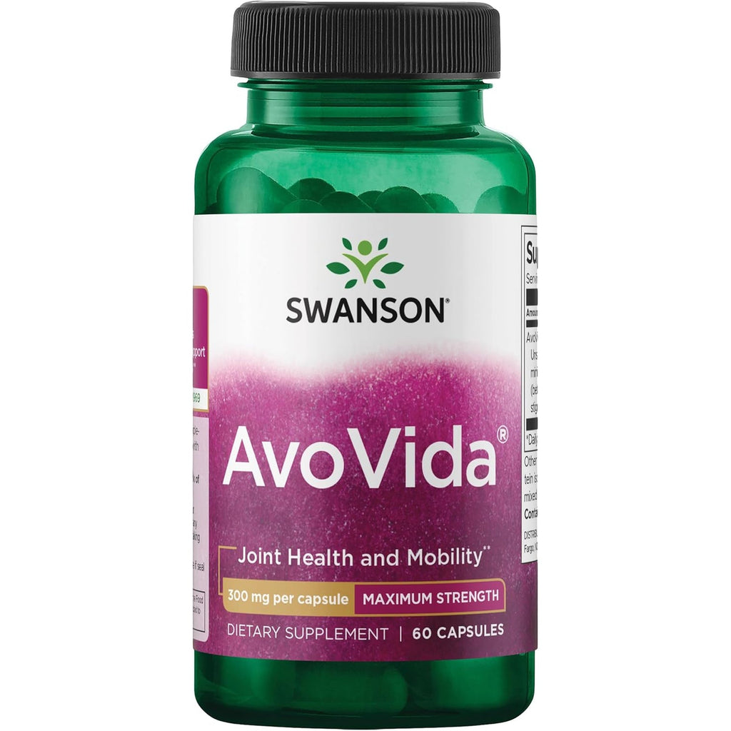 Swanson Avovida - Natural Supplement Promoting Joint Health & Mobility - Avocado & Soybean Unsaponifiables to Support Cartilage & Tissue Health - (60 Capsules, 300Mg Each) (1 Pack)