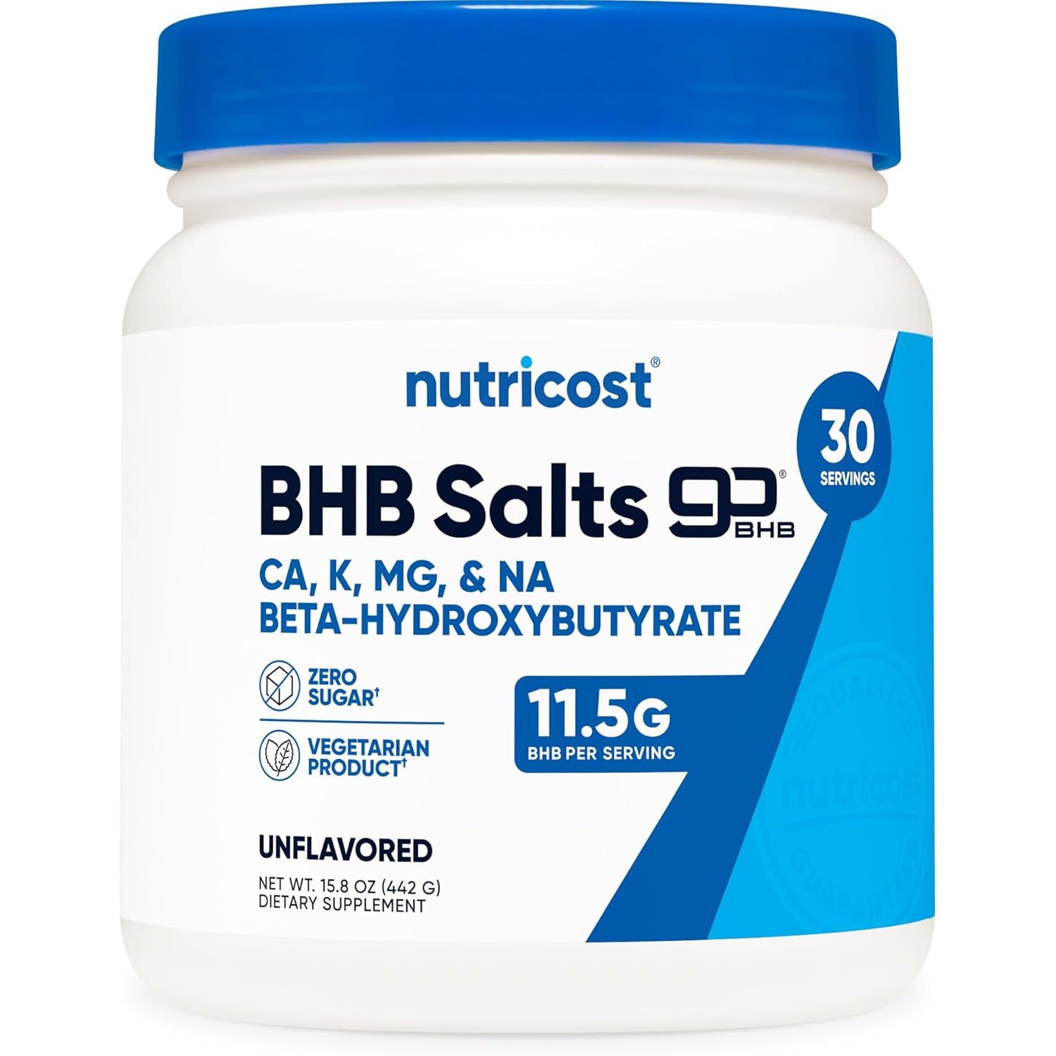 Nutricost Keto BHB Exogenous Ketones 4-In-1 (30 Servings) 12G Beta-Hydroxybutyrate (BHB) per Serving, (Unflavored) - Ketone Salts
