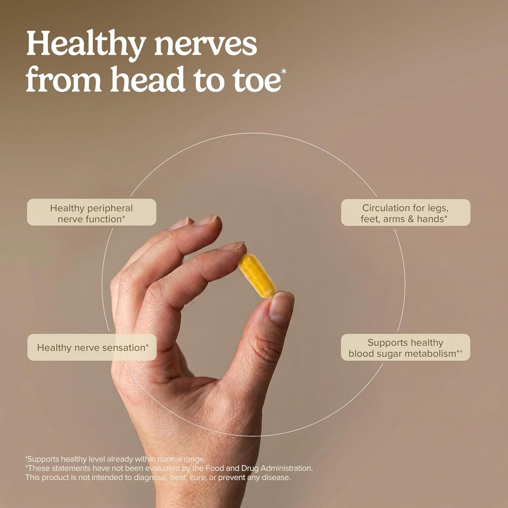 Terry Naturally Healthy Feet & Nerves - Herbal Supplement with Bioactive Vitamin B12 - Circulation & Nerve Health Support Supplement - Vegan Capsules with Boswellia Serrata - 120 Capsules