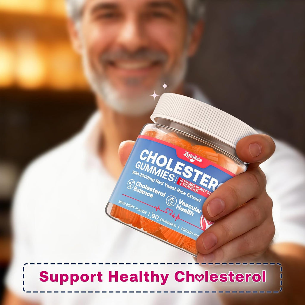 Cholesterol Lowering Supplements Gummies, Cholesterol Gummies with Plant Sterols & Stanols, Red Yeast Rice, Lower Cholesterol Naturally – Vegan, Non-Gmo, Mixed Berry Flavor, 90Ct