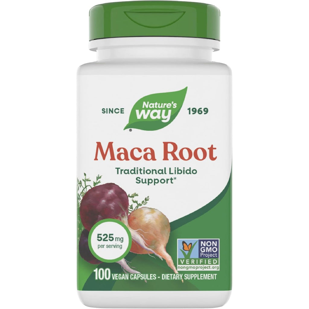 Nature'S Way Maca Root, Traditional Libido Support*, 525 Mg per Serving, Non-Gmo Project Verified, 100 Vegan Capsules (Packaging May Vary)