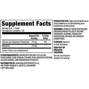 Amazon Basics Extra Strength Melatonin Tablets, 10 Mg, 120 Count