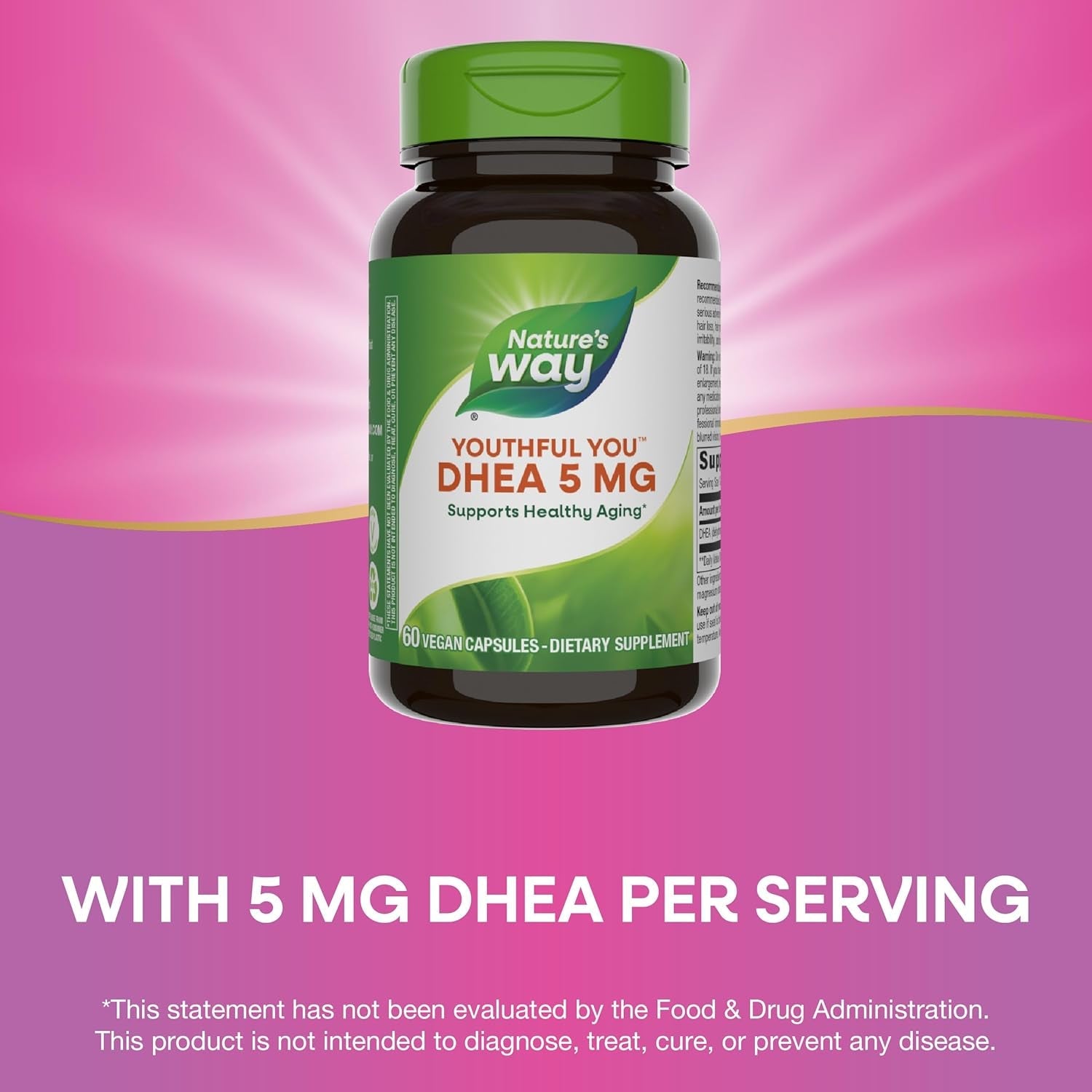 Nature'S Way Youthful You DHEA 5Mg Energy Support Capsules, 60 Count