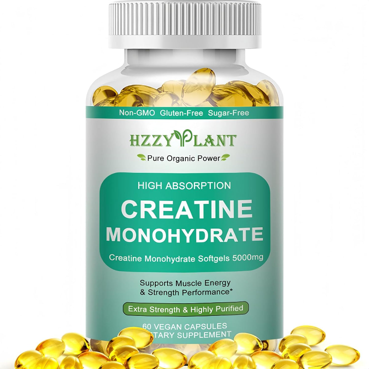 Creatine Softgels - High Absorption Creatine for Women & Men - Creatine Monohydrate 5000Mg for Muscle Strength, Muscle Builder, Energy Boost, Pre-Workout - Sugar Free, Non-Gmo & Gluten Free