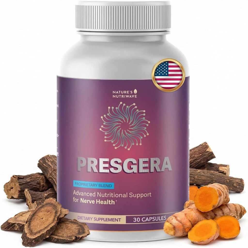 Presgera Capsules – Natural Daily Supplement with Magnesium Glycinate, Turmeric, Alpha Lipoic Acid & More – Made in USA, Non-Gmo, Easy-To-Take – 30 Capsules, 1 Month Supply