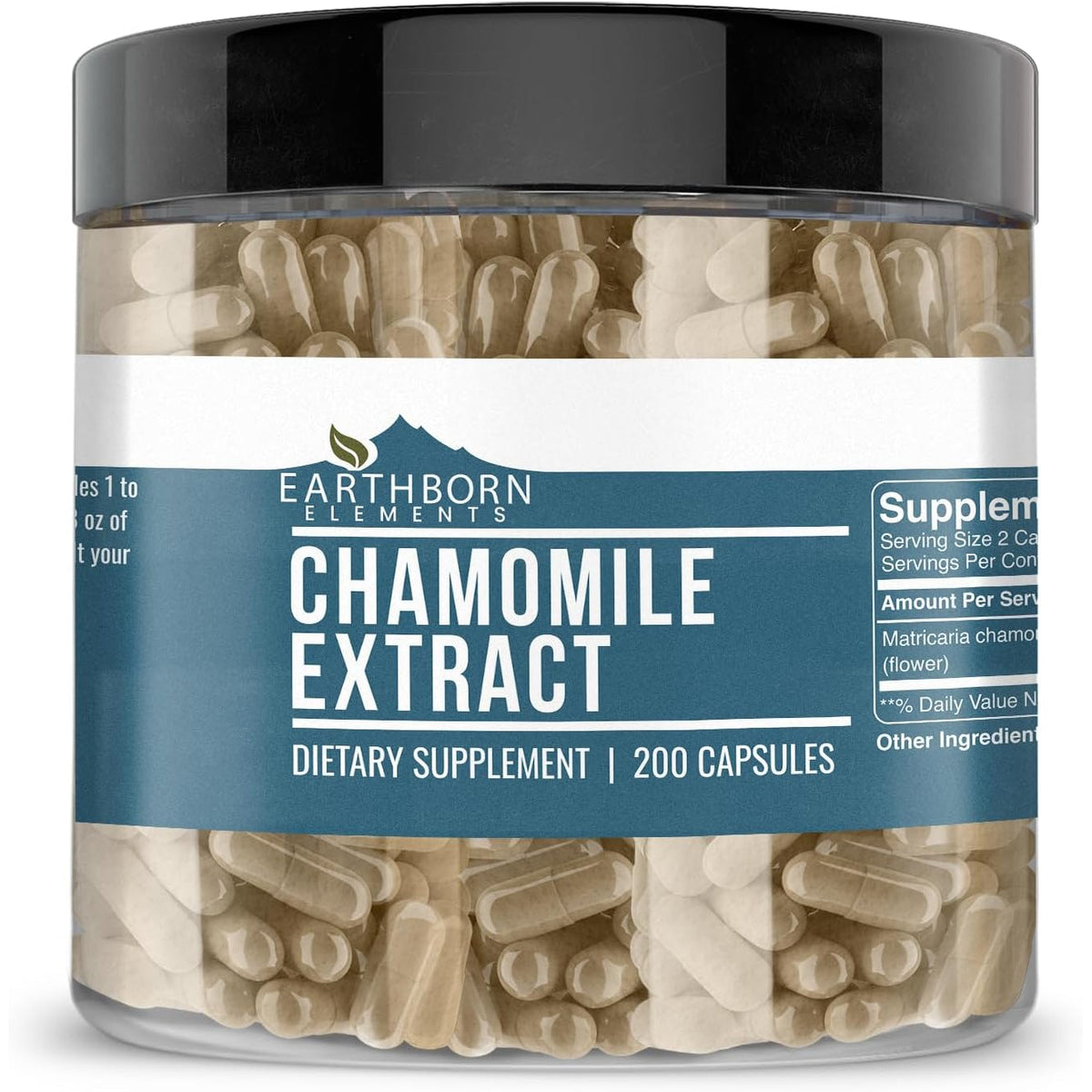 Earthborn Elements Chamomile Extract 200 Capsules, Pure & Undiluted, No Additives