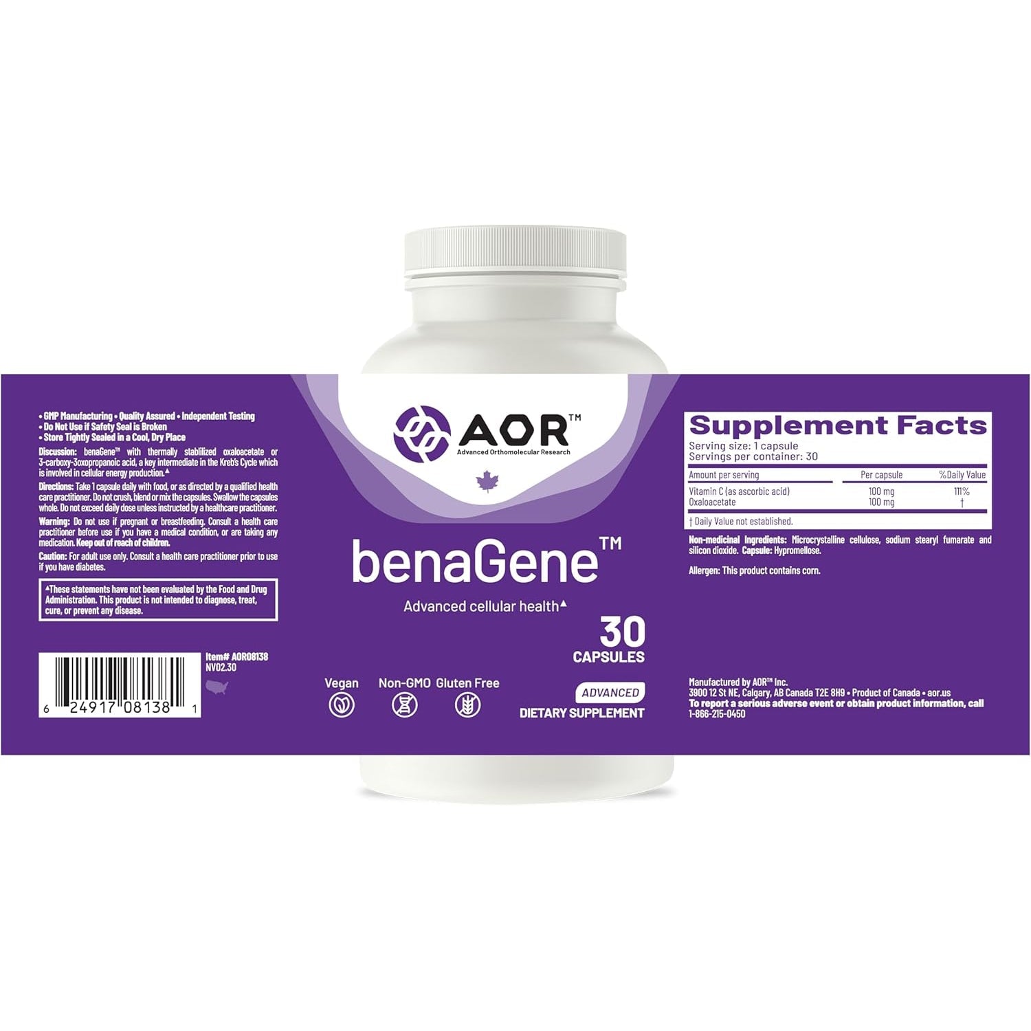 Advanced Orthomolecular Research AOR Benagene Capsules, 30 Count