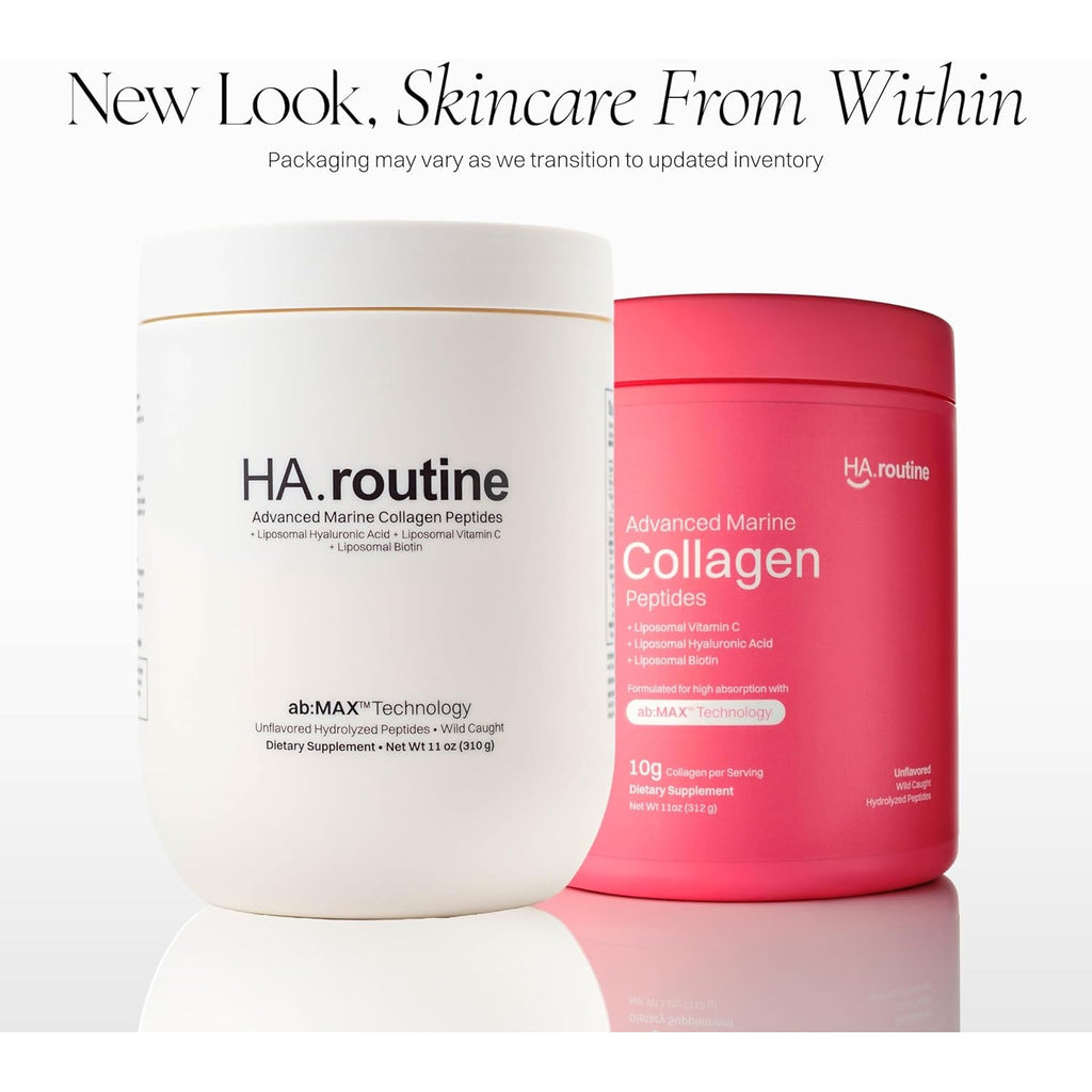 Haroutine Advanced Marine Collagen Peptides Powder + Liposomal Vitamin C, Hyaluronic Acid & Biotin, Type I Collagen Supplement for Skin, Hair, Nails, Joint & Gut Health, Unflavored-Packaging May Vary