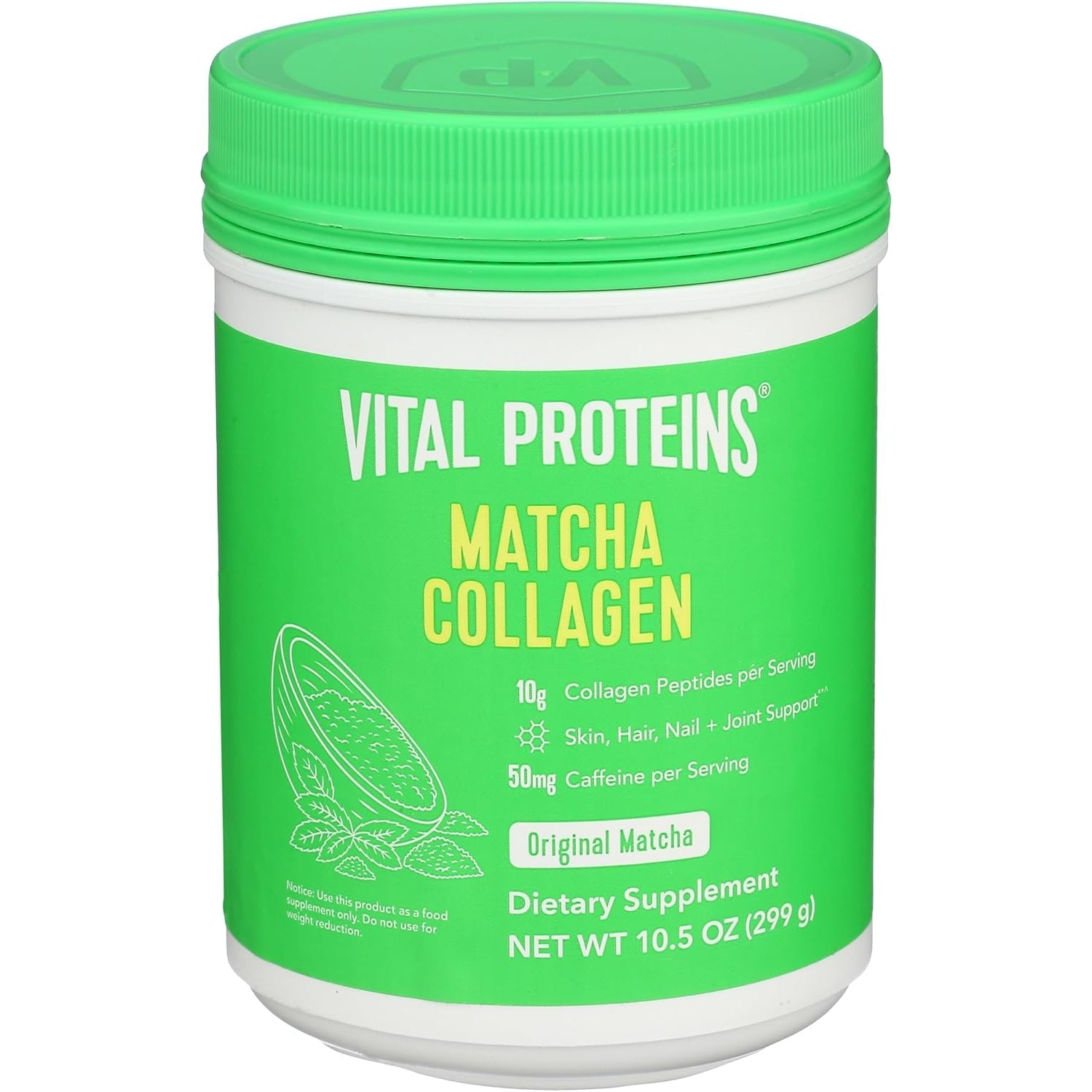 Vital Proteins Matcha Collagen Peptides Powder Supplement, Matcha Green Tea Powder, 10.5 Oz, Original Flavored