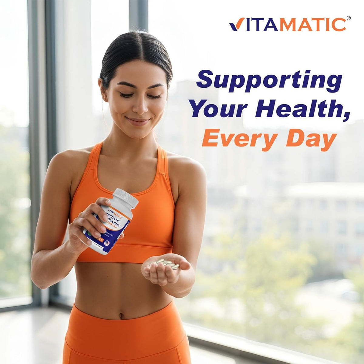 Vitamatic Bacillus Coagulans Shelf Stable Probiotic Supplement - Promote GI Digestive Health - 60 Vegetable Capsules - Survives Stomach Acids