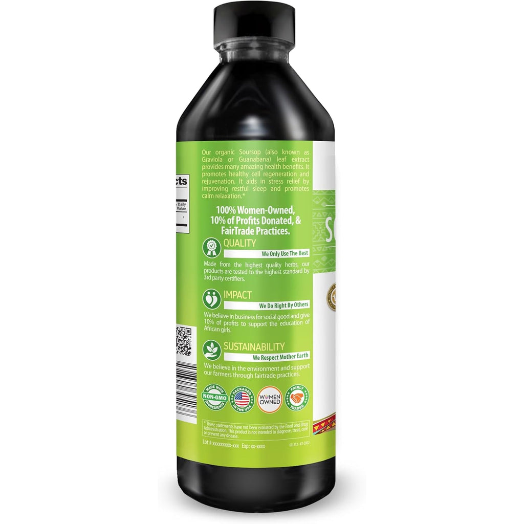 Herbal Goodness Soursop Graviola Liquid Drops 12 Fl Oz - 15X Strength Organic Guanábana Soursop Leaves Extract for Gut Health, Cell & Immune Support Serene Soursop Drops - Vegan, Non-Gmo, Made in USA